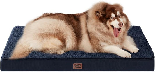 EHEYCIGA Orthopedic Dog Bed Large with Removable Washable Cover, 50IN Navy | Egg Crate Foam Support, Durable Oxford fabric, Non-Slip Bottom, Machine Washable, Soft Waterproof Plush Pet Bed Mat For Crate by EHEYCIGA