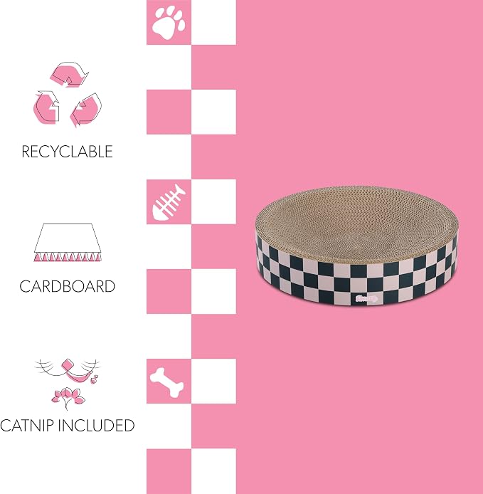 CSR1010C Nelson 20.13" Modern Cardboard Round Bowl Cat Scratcher with Catnip, Peony - Image 4