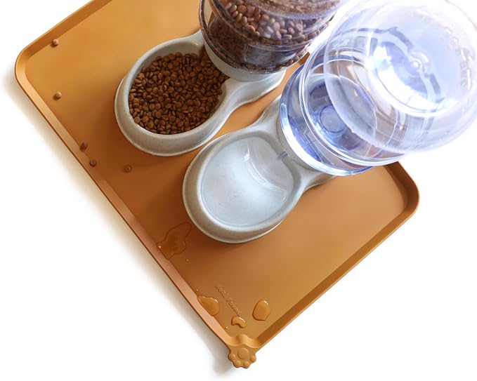 Hoki Found Large Silicone Pet Food Mats Tray - Non Slip Pet Dog Cat Bowl Placemats - Dog Cat Feeding Mat - Waterproof - Butterscotch - Image 5