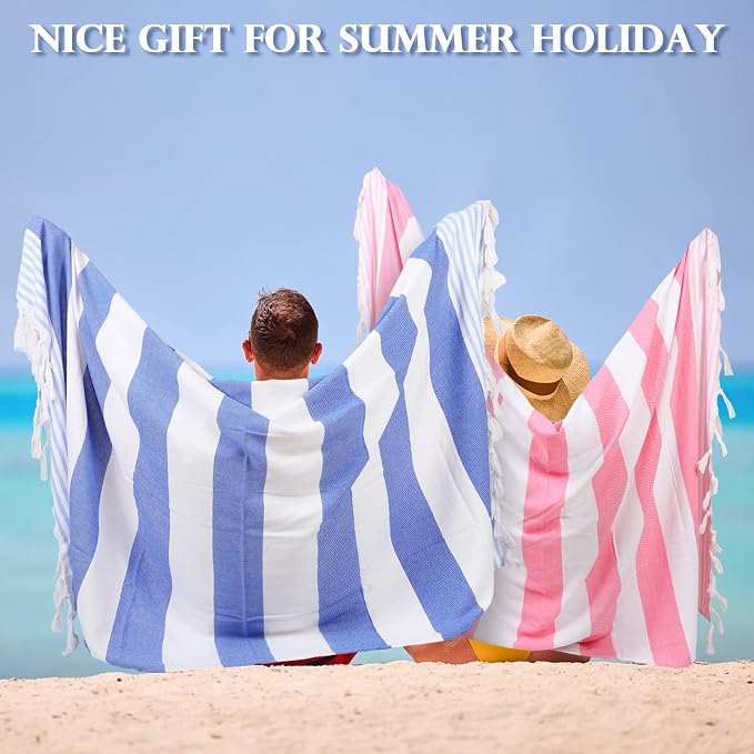Macarrie 10 Pieces Turkish Beach Towels 39 x 71 Inch Large Pool Towels Quick Dry Sand Free Absorbent Cotton Travel Washrag for Bath Hotel Beach (Cute Color) - Image 2
