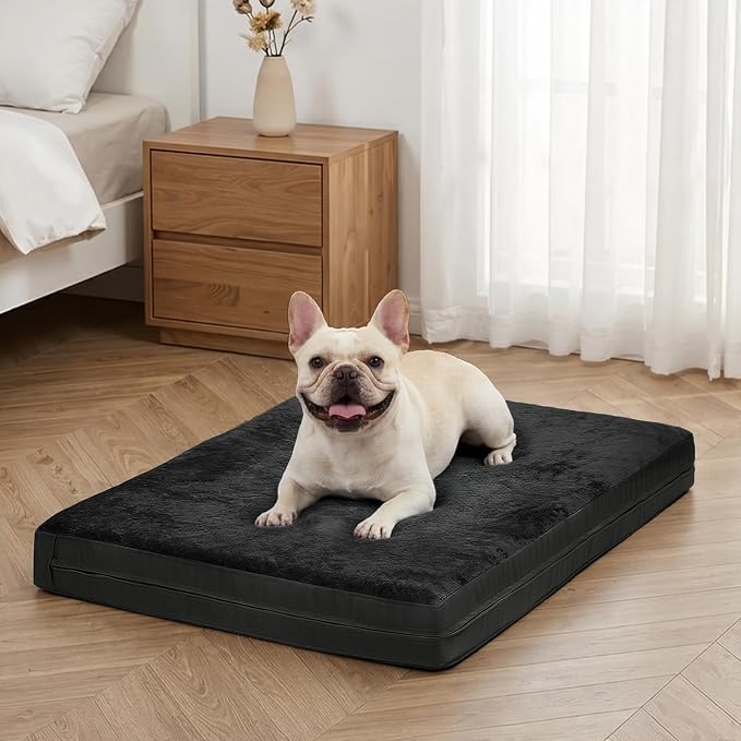 Waterproof Dog Bed for Crate, Washable Reversible Kennel Pads, 23x17, Black | Kennel Pet Bed for Small Dogs with Removable Cover, Waterproof, Wipeable, Anti-Slip, Outdoor, Black by WAYIMPRESS