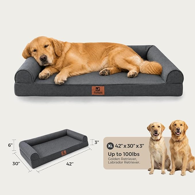 Sytopia 42 Inch Indestructible Orthopedic Dog Bed for Extra Large Dogs, Chew Proof Waterproof Pet Couch Bed with Sides, Egg Crate Foam, Removable Washable Cover, Great Pet Gift, Dark Grey - Image 7