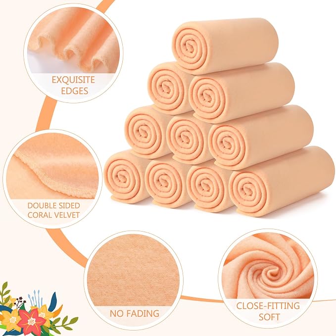 Buryeah 10 Pcs Fleece Blanket Bulk Soft Warm Blankets Cozy Fleece Lightweight Throw Blankets Plush Pet Throw Blanket for Home Bed Sofa Office Wedding Gifts Travel(50" X 60",Light Orange) - Image 4