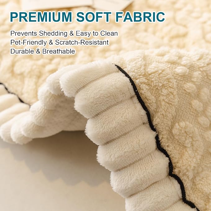 KRFOONN Couch Cover for Dogs Washable Pet Couch Covers for 2 Cushion Sofas Non-Slip Dog Sofa Protectors Cushion Covers Soft Sofa Slipcovers Cushion Protector for Pets Mat (Pattern-Beige, 27.6" x 59") - Image 2