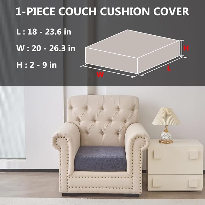Genina Waterproof Couch Cushion Covers for Pets Washable Sofa Seat Covers | Non Slip,Stretch Jacquard Fabric,Pet Hair & Scratch Protection,Easy Installation,Furniture Protector,Sectional Sofa,1 Piece - Image 2