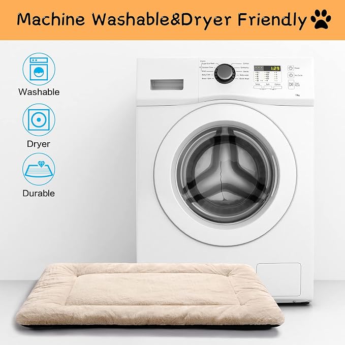 Dog Crate Pad Washable Dog Bed for Crate Small Cozy Mat 22-Inch Cream | Ultra Soft Kennel Pad,Anti-Slip Bottom,Fits for Most Metal Crates,Comfortable Sleeping Pet Mat - Image 5