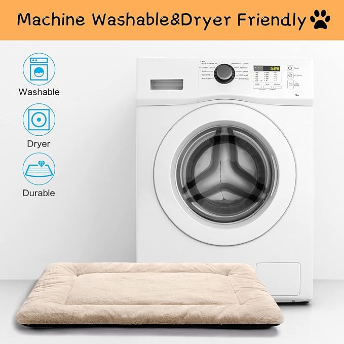 Dog Crate Pad Washable Dog Bed for Crate Small Cozy Mat 22-Inch Cream | Ultra Soft Kennel Pad,Anti-Slip Bottom,Fits for Most Metal Crates,Comfortable Sleeping Pet Mat - Image 5