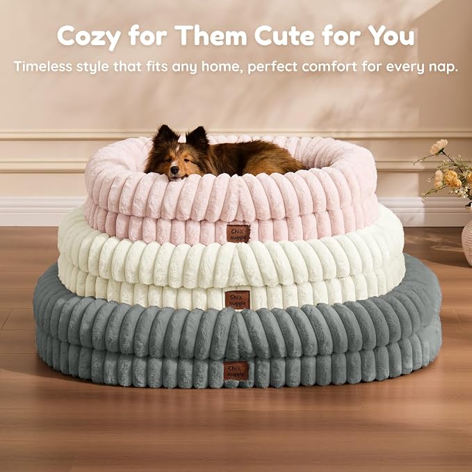 ChiXnuggle Orthopedic Dog Bed, Washable Cover, Faux Fur Bolster Pet Couch | waterproof,egg crate foam,non-slip bottom,for small medium dogs,grey,30*24*7,dog sofa,puppy bed - Image 8