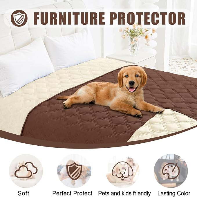 Smiry Waterproof Dog Bed Cover, Reversible Pet Blanket for Sofa Couch | Soft Washable Dog Blanket, Leakproof Couch Cover for Dogs Cats & Furniture Protection, 30x70, Brown/Beige - Image 8