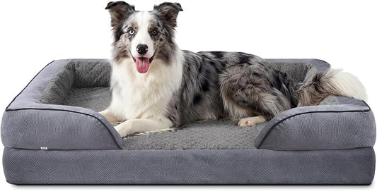 INVENHO L Plus Orthopedic Dog Bed for Large Dogs, Washable Dog Sofa with Egg-Crate Foam, Waterproof Lining and Non-Skid Bottom by INVENHO