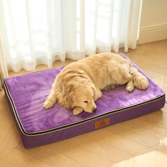 LIORCE Orthopedic Memory Foam XXL Dog Bed - 6" Thick Beds for Extra Large Sized Dog - Waterproof Removable Washable Cover & Wrap-Around Zipper - Ultimate Comfort & Easy Maintenance, Purple - Image 6