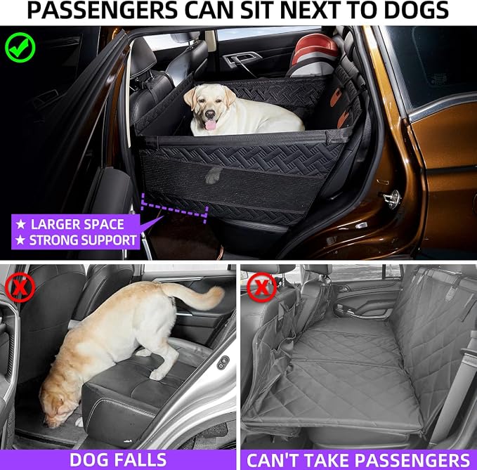 TKYZ Large Dog Car Seat,Back Seat Extender for Dogs,Hard Bottom Seat Cover - Image 2