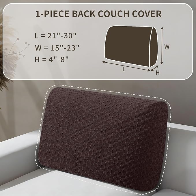 YEMYHOM Couch Cushion Covers for Sofa, Stretch Sectional Back Cushion Covers Washable Thick Furniture Protector Sofa Slipcovers for Pets (1PC Back Couch Cover, Dark Coffee) - Image 2