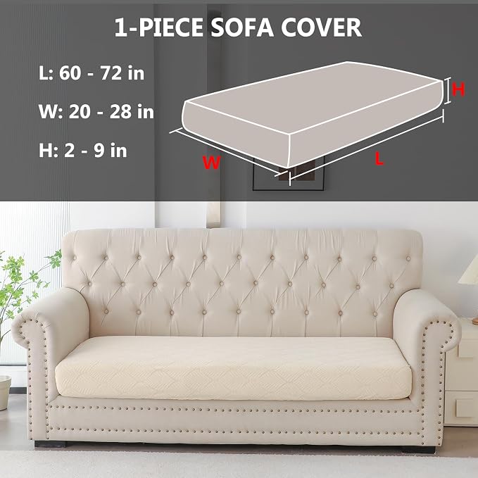Genina Waterproof Couch Cushion Covers for Pets Washable Sofa Seat Covers | Non Slip,Stretch Jacquard Fabric,Pet Hair & Scratch Protection,Easy Installation,Furniture Protector,Sofa Cover - Image 2