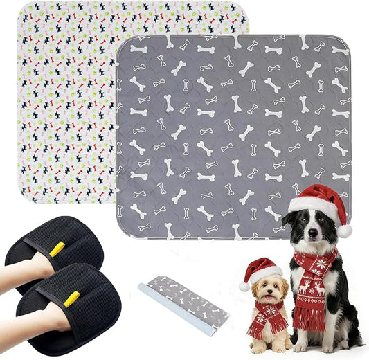 2PC Puppy Pee Pads with Pheromones, Washable Puppy Training Pads for Dogs Reusable Puppy Potty Pads for Dogs and Cats(with Pet Hair Removal Gloves) by WelcometothekovziorxBrand