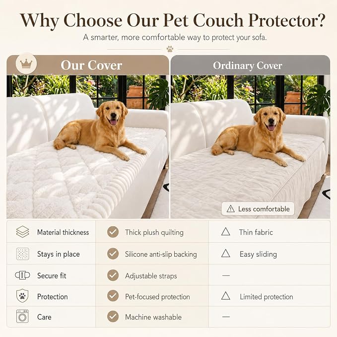 NILUOH Couch Cover for Dogs Washable, Non Slip Furniture Protector for Pet | Suitable for Leather & Fabric Loveseat/Small Couch, Prevents Pet Hair, Scratches & Stains, Pet Friendly, 27.6"x59" - Image 5