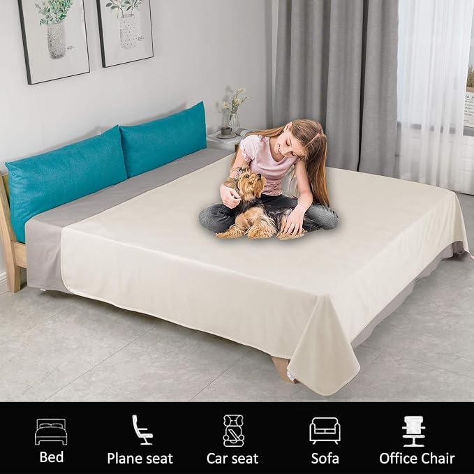 Ameritex Pet Bed Blanket Reversible 100% Waterproof Velvet Super Soft for Sofa and Bed (40x60 Inches, Cream+Beige) - Image 2