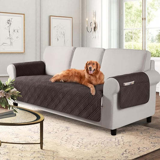 TAOCOCO Waterproof Sofa Covers for Dogs Pets with Non Slip Backing, Couch Seat Covers with Side Pocket for 3 Cushion Couch Washable Dog Couch Cover Protector Sofa Slipcovers(Sofa, Chocolate) by TAOCOCO