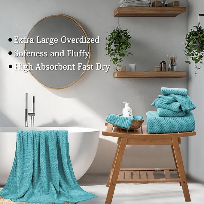 Hailea Extra Large Bath Towels Set 35x70 Inches - Aqua Luxury 600 GSM Oversized Bath Sheet Towel,Ultra Soft Microfiber - Quick Dry,Highly Absorbent Shower Towels Spa Hotel Bathroom Towel Set (4-Pack) - Image 4