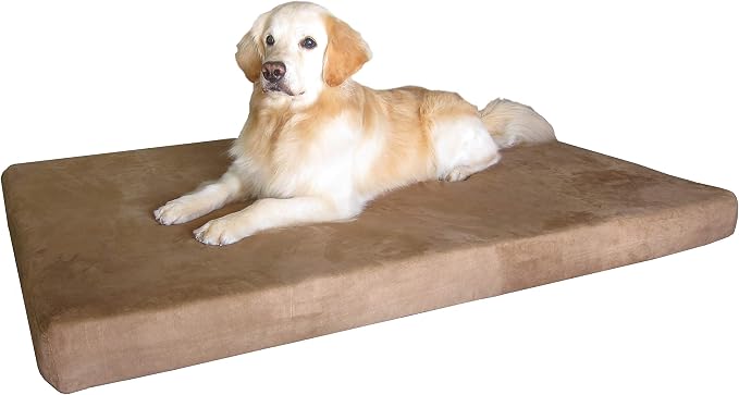 Dogbed4less XXL Waterproof Orthopedic Premium Memory Foam Dog Bed for Large Dogs, Washable Suede Cover and Extra Replacement Case, 55X37X4 Inch, Brown by Dogbed4less