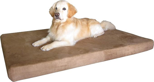 Dogbed4less XXL Waterproof Orthopedic Premium Memory Foam Dog Bed for Large Dogs, Washable Suede Cover and Extra Replacement Case, 55X37X4 Inch, Brown by Dogbed4less