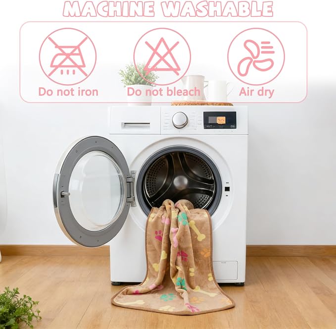 YUEPET 2 Pack Waterproof Dog Blankets, Puppy Blanket for Medium Dogs & Cats | Machine Washable, Waterproof Inner Layer, Sofa Bed Cover, Reversible Fleece, 30 x 20 in, Medium Dogs and Cats, Pink Brown - Image 4