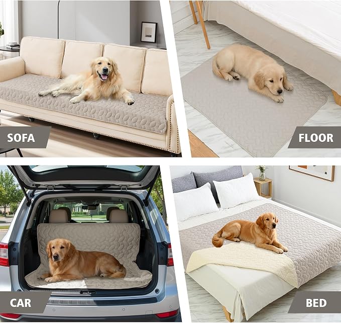 Ameritex Waterproof Pet Bed Cover Anti-Slip Dog Bed Blanket for Sofa and Furniture Waterproof New Pattern Design (Khaki, 52x82 Inch (Pack of 1)) - Image 3