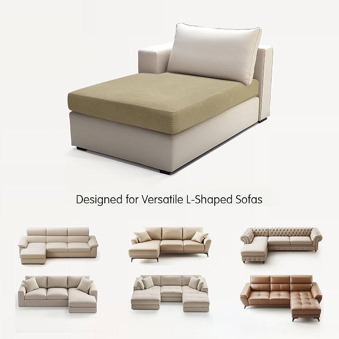 Hokway Stretch Chaise Cover Individual Couch Cushion Slipcovers Reversible Cushion Protector Slipcovers Sofa Cushion Protector Covers (Chaise Cover, Sand) - Image 9