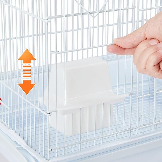 Yaheetech 39-inch Roof Top Medium Parakeet Bird Cages for Cockatiels Conures Finches Budgies Canaries Lovebirds Parakeets Green Cheek Small Birds Parrots, Travel Flight Birdcage w/Toys, White - Image 8