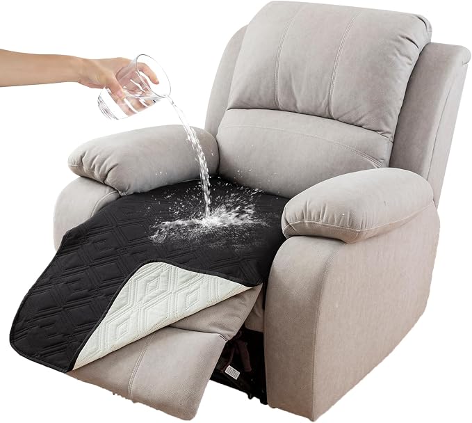Genina 100% Waterproof Recliner Chair Covers, Anti-Slip Recliner Cover Dog Chair Cover Furniture Protector, Chair Sofa Slipcover for Pets Dogs, 1 Piece (Black, Recliner) by Genina
