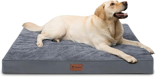 Waterproof Extra Large Size Dog Crate Bed Orthopedic 47x29 Grey | Removable Washable Cover, Egg Crate Foam, Soft Plush Flat Pet Mat, Non-Slip Bottom, Fits Extra Large Dogs Up to 120 lbs by MIHIKKPet%E2%80%99sHome