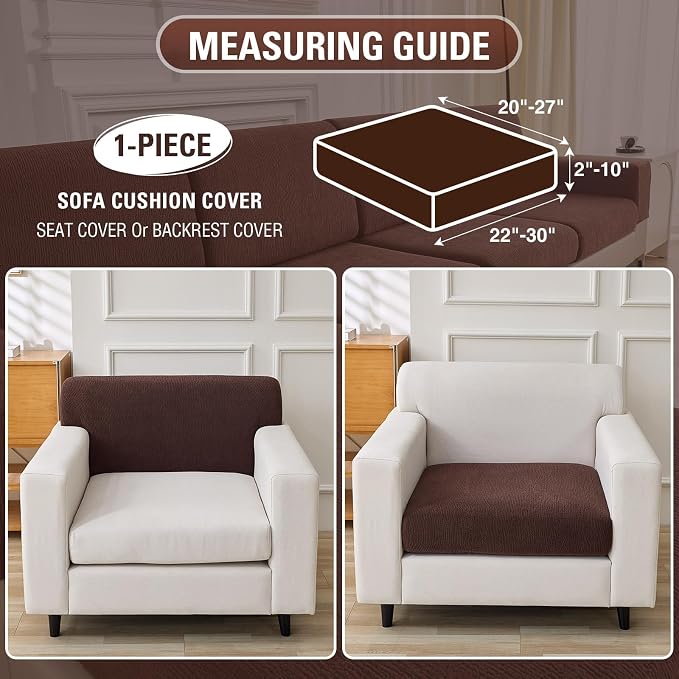Couch Cushion Covers Sectional Couch Covers Stretch Washable Soft Seat Cushion Covers Furniture Protector Sofa Slipcovers for Pets(Brown,1 Piece Seat Cover or Back Covers) - Image 2