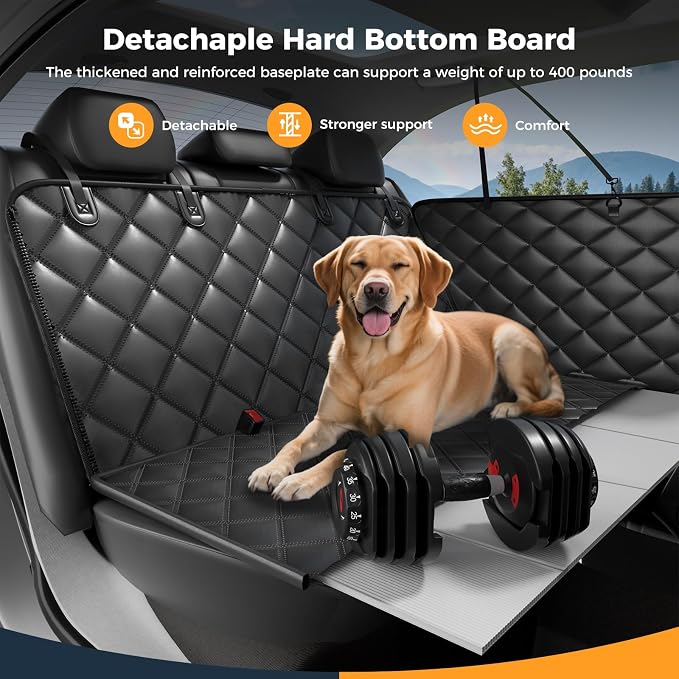 Dog Car Seat Cover for Back Seat, Hard Bottom Back Seat Extender for Dogs | Supports 400lbs, Scratch Resistant, Anti Slip Portable Dog Hammock, Suitable for F150, SUVs and Trucks - Image 4