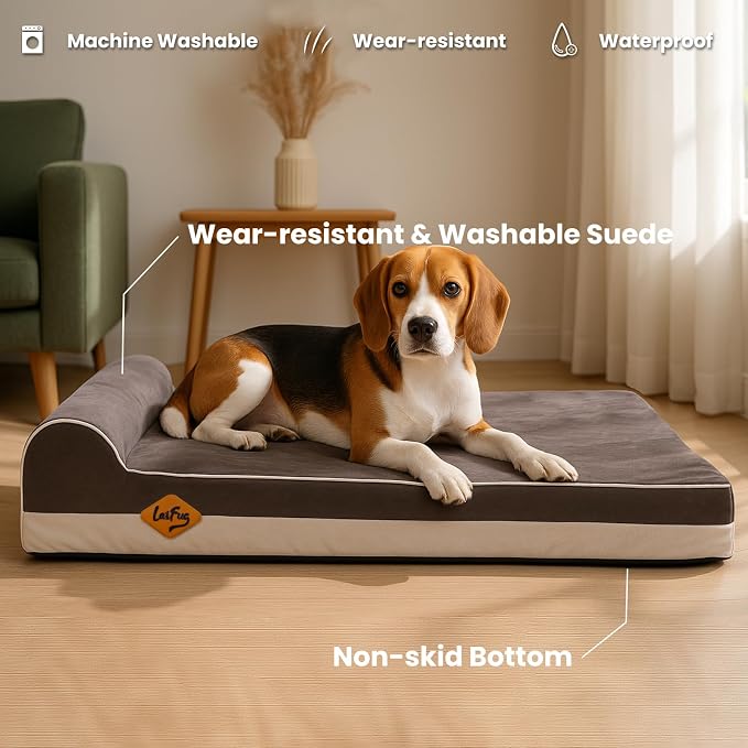 Laifug Orthopedic Dog Beds for Large Dogs,3" Memory Foam Dog Beds,Durable Water Proof Liner Removable and Washable, Nonskid Bottom, Grey 34"x22"x5.5" - Image 5