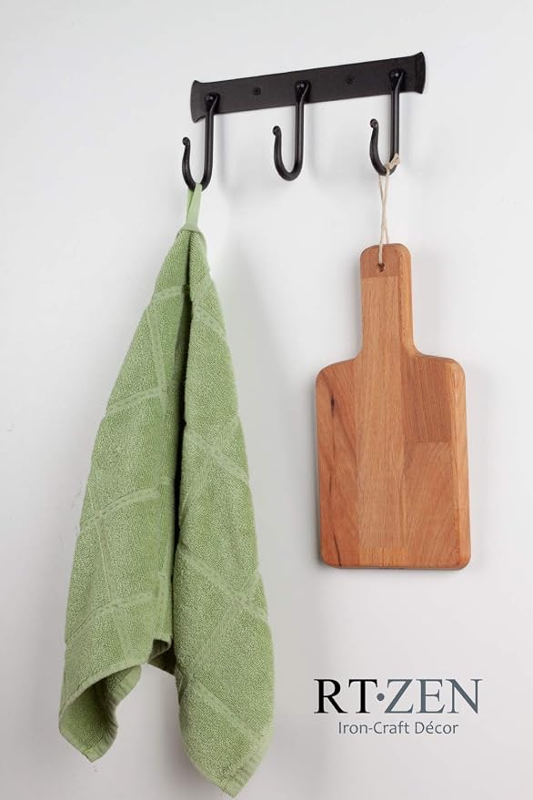 RTZEN Classic Farmhouse Wall Mount Multi-Use Wrought Iron Hook Set (3 Pack) | Decorative Rustic Metal Handcrafted Bathroom, Entreyway Home Decor Hooks Suitable for Coats, Towels, Robe or Hat Hanging - Image 3