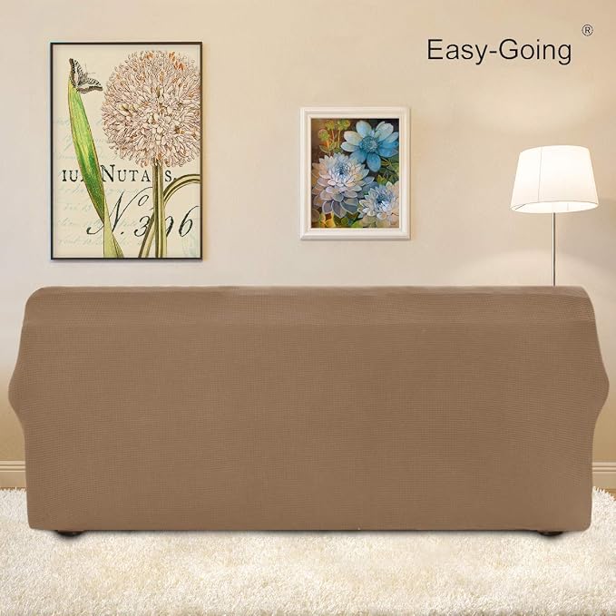 Easy-Going Stretch Couch Covers for Sofa Washable Large Camel | 1-Piece Sofa Covers for 3 Cushion Couch Furniture Protector Couch Slipcover Soft with Bottom for Kids Pets - Image 4