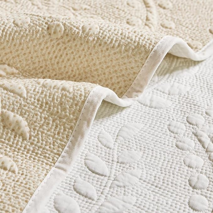 Leaf Floral Cotton Quilted Dog Couch Cover for Sofa Farmhouse Rustic Embroidered Sectional Couch Cover Soft Anti-Slip Sofa Slipcover Furniture Protector for Kids, Pets (White,28"x28") - Image 7