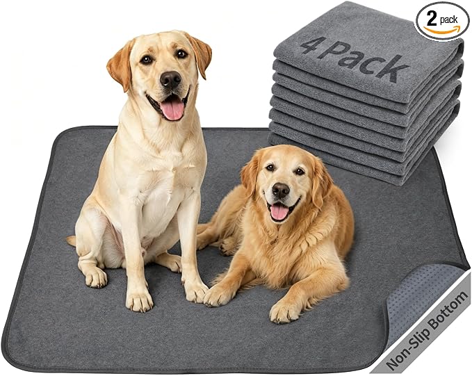 Washable Pee Pads for Dogs, 24x36 4 Pack Reusable Whelping Pads, Absorb Dog Mats Non-Slip Puppy Training Pads for Whelping, Potty, Training, Playpen, Crate by PICKFORLIFE