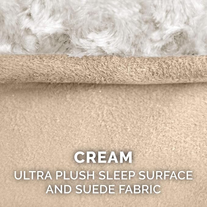Furhaven Replacement Dog Bed Cover Ultra Plush Faux Fur & Suede Contour Luxe Lounger, Machine Washable - Cream, Giant (XXX-Large) - Image 4