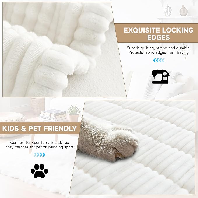 OTOB Couch Covers for Dogs Washable, Non Slip Loveseat Pet Sofa Protector | Cream, 23.6" x 47.2", Soft Fuzzy Plush, All Seasons, Pet Friendly Furniture Protector, Breathable, Thick Wear-Resistant - Image 5