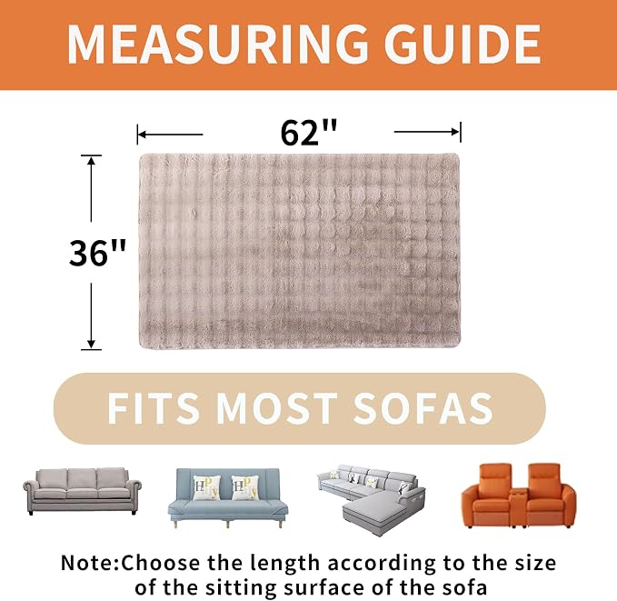 Waterproof Dog Bed Cover Non Slip Couch Covers for Dogs Washable Soft Faux Fur Sofa Cover Couch Covers for 2 Cushion Couch Sofa Pet Friendly (Khaki) - Image 4