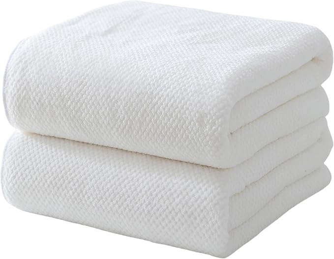 40x80 Inches Bath Sheets Towels for Adults Oversized Bath Towels Extra Large Luxury Super Soft Absorbent Quick Dry Microfiber (White, 2PCS) by Akzpe