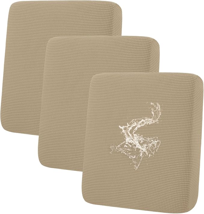 hyha Waterproof Couch Cushion Covers for Pets, Non Slip Sofa Seat Cover | Stretch Jacquard Fabric, Elastic Bottom, Non Slip Fit, Waterproof Protection, Pet Hair Protection (3 Pieces) by hyha