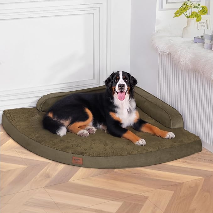 MEKIY Orthopedic Waterproof Dog Bed with Sides for Large Medium Dogs | Egg Crate Foam, Waterproof Liner, Anti-Slip Bottom, Space-Saving, Perfect for Corners and Sofa Edges, 35 x 35 Inch by Mekiy