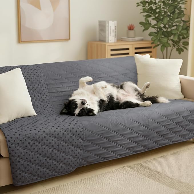 Luciphia Waterproof Couch Cover for Dogs, Non-Slip Pet Sofa Protector | Non-slip waterproof couch cover scratch-resistant machine washable protects sofa bed, Grey, 68" x 82" by luciphia