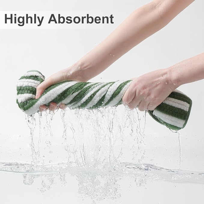 Smuge 18 Pcs Bath Towel Set, Include 6 Bath Towel Sheets, 6 Hand Towels and 6 Washcloths - Highly Absorbent Quick Dry Microfiber,Ultra Soft Bathroom Towel Set with Hanging Loop - Light Green - Image 2