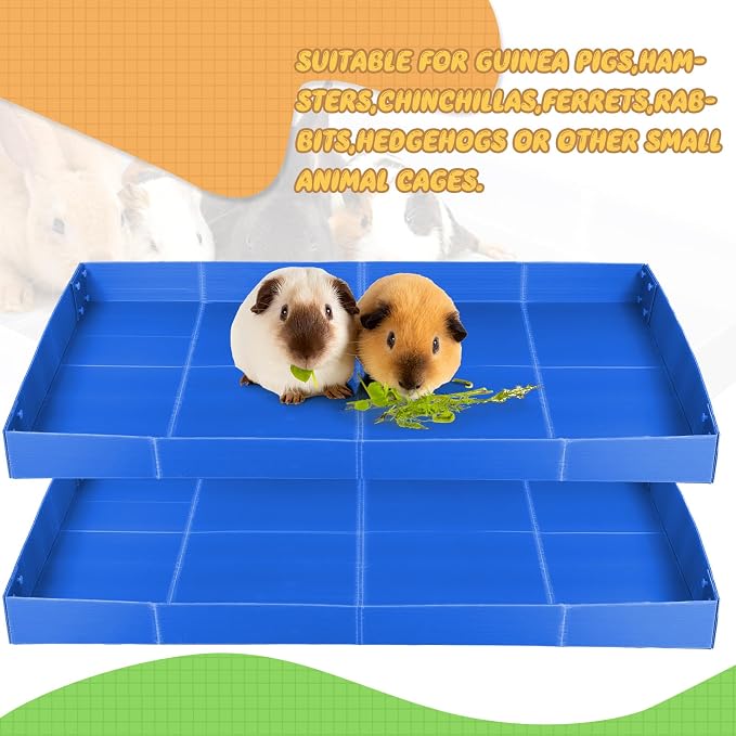 Wenqik 2 Pcs Guinea Pig Cage Liner Corrugated Plastic Cage Liner Base 2 x 4 Panel Size for Small Animals Hedgehogs Rabbits Tray, 55 x 27 Inch (Blue) - Image 2