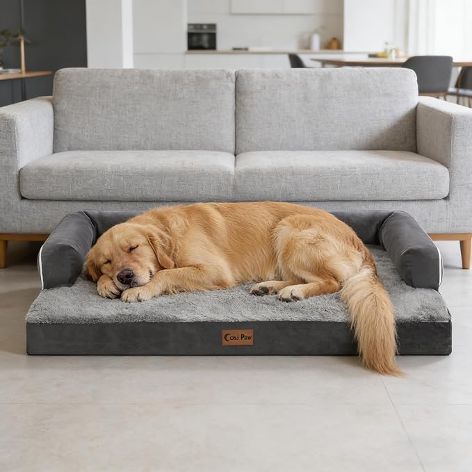 Orthopedic Dog Bed for Extra Large Dogs, Dark Grey, 45x35in | Orthopedic Foam Relieves Joint Pressure, Bolsters Supports Head And Neck, Washable Cover, Non-Slip Bottom - Image 8