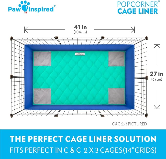 Paw Inspired PopCorner Washable Fleece Cage Liners, C&C 2x3, Green | Reinforced Corners, Super Absorbent Mat, Bedding, Waterproof Bottom, Guinea Pigs, Ferrets, Rabbits, Hamsters, Small Animals - Image 4