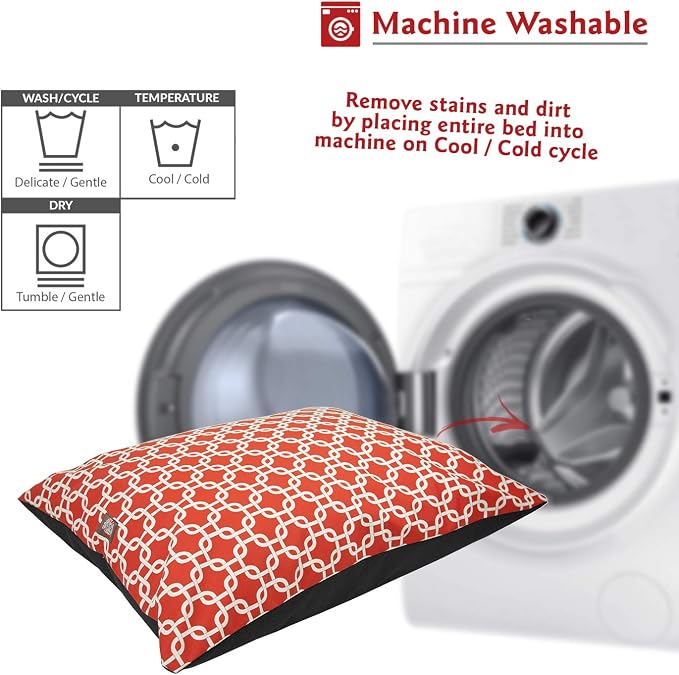 Majestic Pet Rectangle Large Comfy Non Slip Washable Dog Bed - Super Value Pillow - Dog Kennel & Crate Bed for Sleeping, Breed: Large - 46 x 35 Inch - Links Red - Image 5